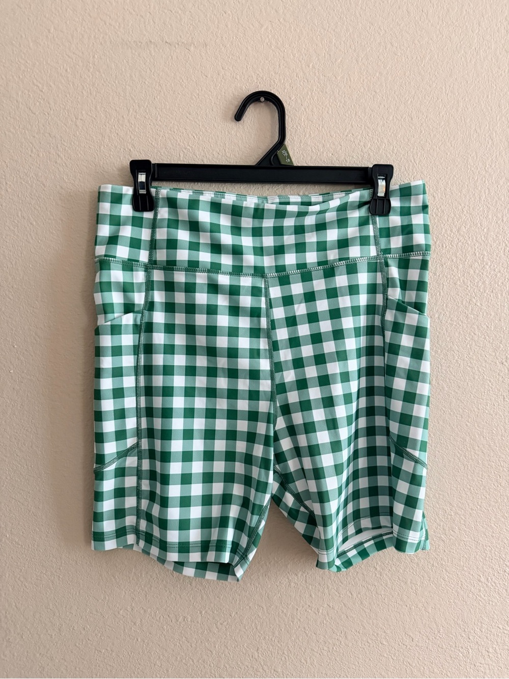 Tuckernuck Green Gingham Bike Shorts With Pockets